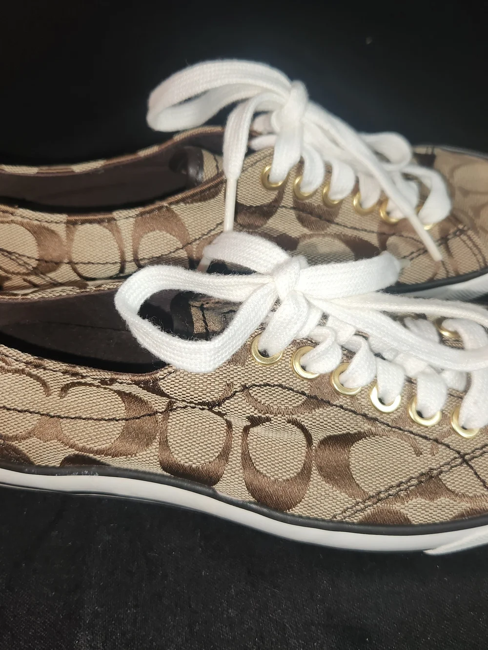 Coach Signature Canvas Sneakers in Brown and White